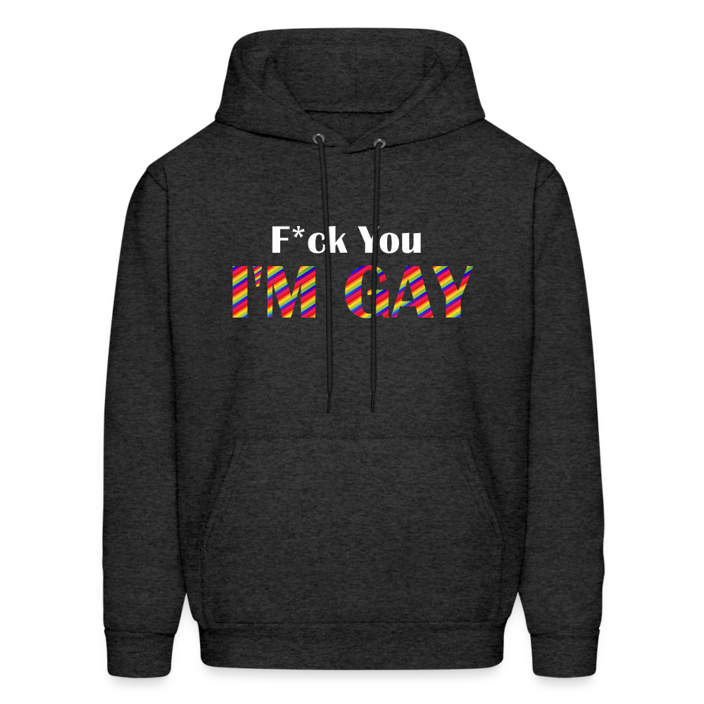 F You I'm Gay Hoodie - charcoal grey