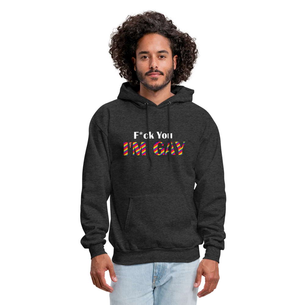 F You I'm Gay Hoodie - charcoal grey